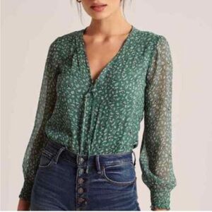 Abercrombie & Fitch Teal Floral Bodysuit